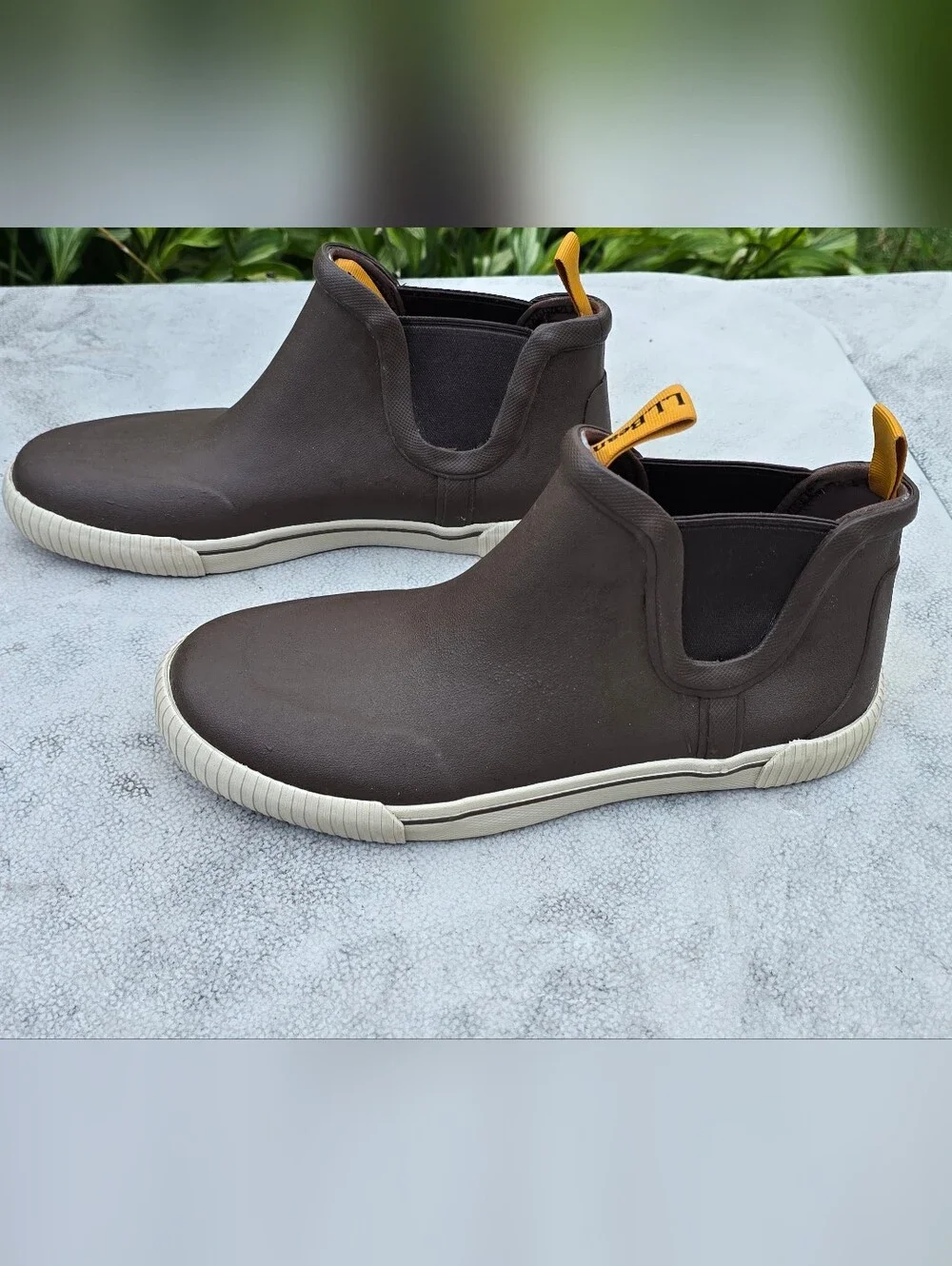 L.L.Bean Brown Chelsea Rain Boots Waterproof Slip On